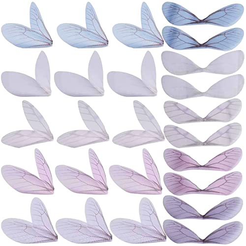 Sunnyclue 100pcs 5 Farben Libelle Flügel Charms Mit Loch Blau Weiß Rosa Organza Fliegende Flügel Anhänger Handwerk Für Schlüssel Ohrringe Wohnkultur Schmuck Machen Accessoires Zubehörse von SUNNYCLUE