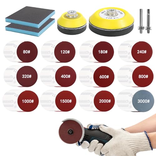 120 Stück Schleifscheiben Pad Kit, Schleifpapier Klett, Schleifscheiben Set, Schleifscheiben Für Winkelschleifer Und Bohrschleifer, 3 Zoll Roll Lock Schleifpapiers, Für Poliert Auto Metall Holz von SUNOYA