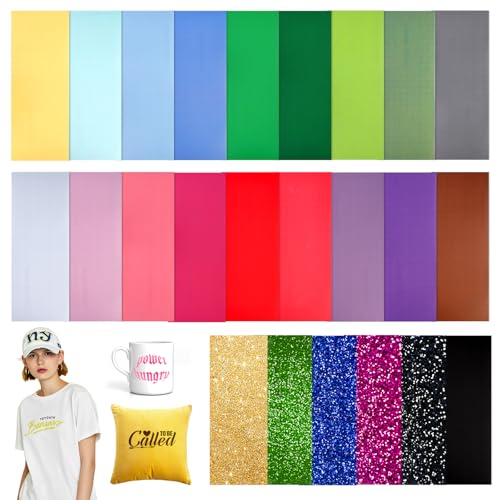 Infusible Transfer Ink Sheets 24 Pieces/Set Infusible Ink Folie, Infusible Transferpapier, Unschmelzbare Transfer-Tintenblätter,Vorgefärbtes Sublimationspapier für T-Shirt,Tasse,Untersetzer (24 Farbe) von SUNOYA