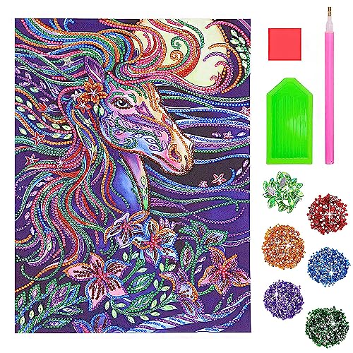 SUNSK Pferd Diamond Painting 5D Diamond Painting Kinder Full Drill Set Malen nach Zahlen Diamond Dekoration für Home Wall Décor 30x40CM von SUNSK