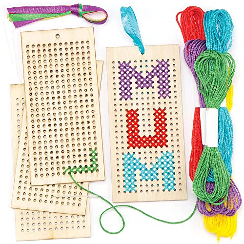 SUNSK DIY Kreuzstich Kit Anfänger Kinder Stickerei Set Kreuzstich Set für Kinder Cross Stitch Embroidery Kit Kreuzstich Bastelset aus Holz Farben Stickerei Set für Rucksack-Anhänger und Ornamente von SUNSK