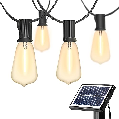 SUNTHIN Solar Lichterkette Aussen Glühbirnen 8M Lichterkette Außen mit 13+1pcs ST38 Bruchsicheren Glühbirnen,IP45 Wasserdicht,4 Modus für Garten,Terrasse,Hochzeiten,Camping,Partys(2700K Warmweiß) von SUNTHIN