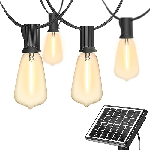 SUNTHIN Lichterkette Außen,15M solar lichterkette 24+1pcs ST38 Bruchsicheren Glühbirnen,IP45 Wasserdicht lichterkette aussen für Garten,Terrasse,Partys(2700K Warmweiß) von SUNTHIN