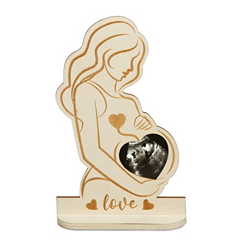 SUNYOK Schwangere Bilderrahmen Ultraschallbild Baby Ultraschall Fotorahmen Schwangere Frau Bild Frame aus Holz Schwangerschaft Geschenk für Werdende Mutter zu sein Babyparty Muttertag von SUNYOK