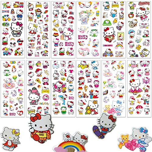 3D Aufkleber Kinder 12 Blätter, Geschwolle Hellokitty Sticker für Kinder & Kleinkinder,Cartoon Hellokitty Belohnung Aufkleber für Mädchen Party Kindergeburtstag Gastgeschenke Mitgebsel von SUNYOVIME