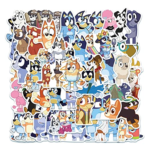 50 Stück Cartoon Bluey Sticker Kinder Set,Cute Bluey Sticker Jungen Mädchen Wasserfeste Vinyl Aufkleber für Skateboard Laptop Koffer Helm Motorrad Auto Fahrrad Handy,Kindergeburtstag Party deko von Favoreal