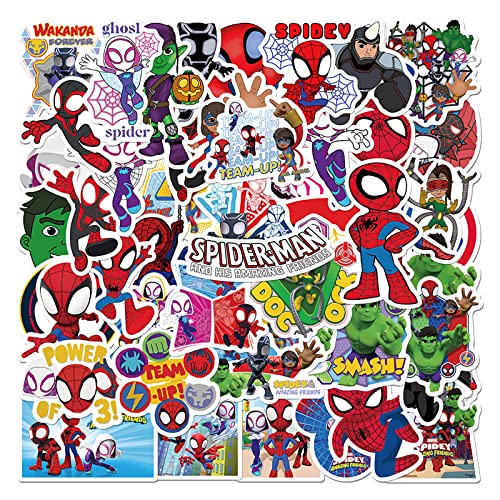 Spidey Und Seine Super-Freunde Sticker,50 Stück Spidey Aufkleber Set,Wasserfeste Spiderman Vinyl Graffiti Stickers für Laptop Skateboard Koffer Helm Motorrad Auto Fahrrad Handy von Favoreal