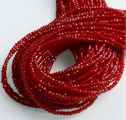 1 mm/170–180 Stück/Strang, 2 mm/180–190 Stück/Strang, facettierte Glasperlen, Rondell-Kristall, kleine Perlen, Seeperlen zur Schmuckherstellung, DIY-7 rot, 1 mm, 3 Stränge von SUOCMG