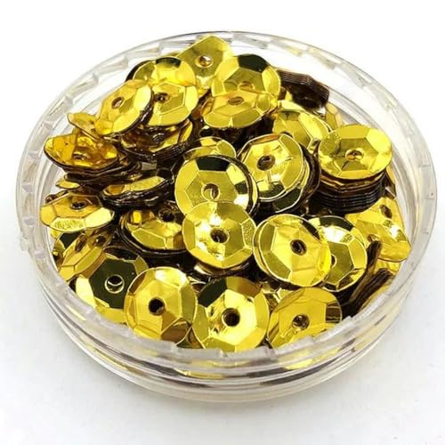 10 g/250 g/500 g, 6 mm, runde Form, konkave Form mit Loch, zum Aufnähen von Pailletten, Basteln, Hochzeitsdekorationszubehör-Gold-250 g von SUOCMG