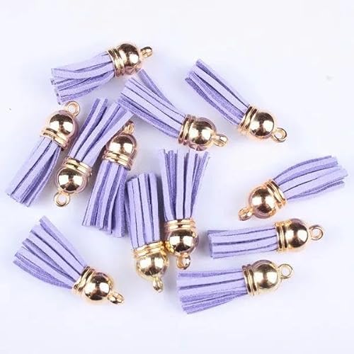 20–100 Stück 38 mm Goldsplitter-Quaste aus Wildleder-Kunstleder für Schlüsselanhänger, Handybänder, Schmuck, Sommer, DIY-Anhänger, Charms, Finding-100 Stück Splitter-Oberteile-blau-lila von SUOCMG