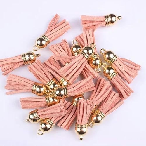 20–100 Stück 38 mm Goldsplitter Wildleder Kunstleder Quaste für Schlüsselanhänger Handybänder Schmuck Sommer DIY Anhänger Charms Finden-50 Stück Roségold Tops-Haut von SUOCMG