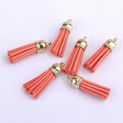 20–100 Stück 38 mm Goldsplitter Wildleder Kunstleder Quaste für Schlüsselanhänger Handybänder Schmuck Sommer DIY Anhänger Charms Finden-50 Stück Roségold Tops-Mandarine von SUOCMG