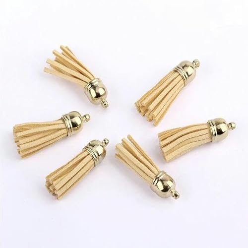 20–100 Stück 38 mm Goldsplitter Wildleder Kunstleder Quaste für Schlüsselanhänger Handybänder Schmuck Sommer DIY Anhänger Charms Finding-50 Stück Roségold Oberteile-Hellblond von SUOCMG