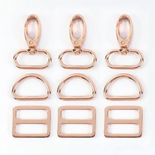 2Sets 16–38 mm Metallschnallen Karabinerhaken D-Ring Taschengurt Gurtband Verstellschieber Hundehalsband Verschluss DIY Hardware Taschen Zubehör-32 mm-2Sets-F4-3F4-6F4-Roségold von SUOCMG