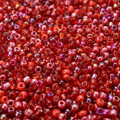 300/600/1500 Stück 3 mm Mix Rot Charm Tschechische Glasperlen Runde lose Perlen für DIY Schmuckherstellung Ohrringe Armbänder Zubehör-Zufällige Farbmischung-300 Stück von SUOCMG