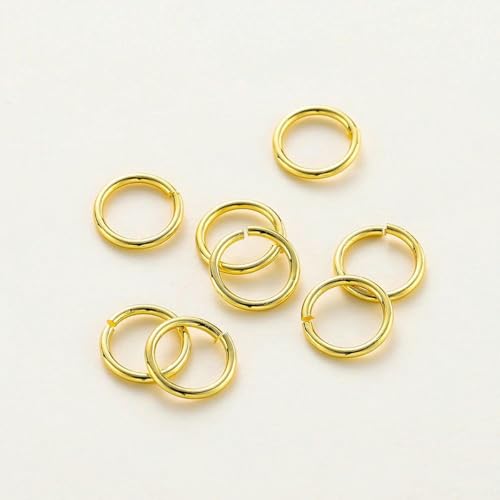 50–200 Stück 14 K/18 K vergoldetes Messing, offene Biegeringe, Spaltringe, Verbinder zur Schmuckherstellung, Zubehör, Zubehör, Zubehör, 18 K Gold, 0,5 x 3 mm, 200 Stück von SUOCMG