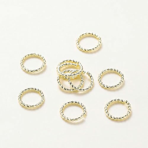 50 Stück 4–12 mm 14 K/18 K vergoldetes Messing, rund, gedreht, offene Spaltringe, Biegeringe, Verbinder für DIY-Schmuckherstellung, Zubehör – 14 K Gold – 0,8 x 4 mm von SUOCMG