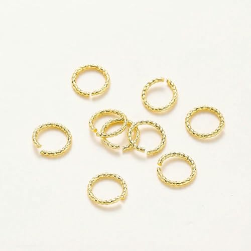 50 Stück 4–12 mm 14 K/18 K vergoldetes Messing, rund, gedreht, offene Spaltringe, Biegeringe, Verbinder für DIY-Schmuckherstellung, Zubehör – 18 K Gold – 0,8 x 4 mm von SUOCMG