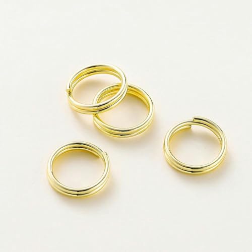 50 Stück 4–8 mm 14 K/18 K vergoldetes Messing offene Biegeringe Doppelschlaufen Spaltringe Verbinder für DIY-Schmuckherstellungszubehör-14 K Gold-4 mm x 50 Stück von SUOCMG