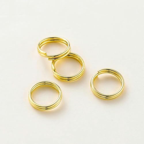 50 Stück 4–8 mm 14 K/18 K vergoldetes Messing offene Biegeringe Doppelschlaufen Spaltringe Verbinder für DIY-Schmuckherstellungszubehör-18 K Gold-4 mm x 50 Stück von SUOCMG