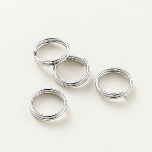 50 Stück 4–8 mm 14 K/18 K vergoldetes Messing offene Biegeringe Doppelschlaufen Spaltringe Verbinder für DIY-Schmuckherstellungszubehör-Platin-4 mm x 50 Stück von SUOCMG