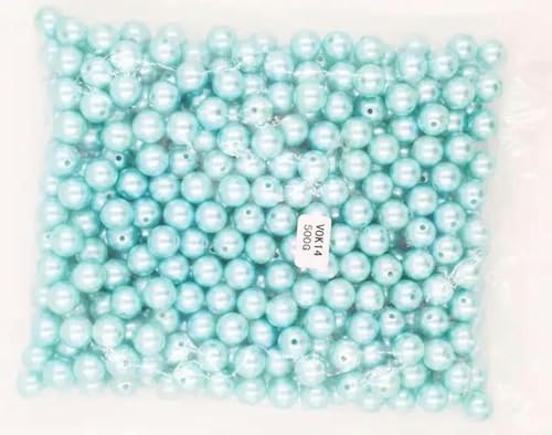 500 Gramm 3/4/6/8/10/12 mm, mehrfarbig, mit Loch, Acryl-Imitationsperlen, runde lose Perlen zur Schmuckherstellung, Zubehör-Aquamarin, 8 mm, 500 Gramm von SUOCMG
