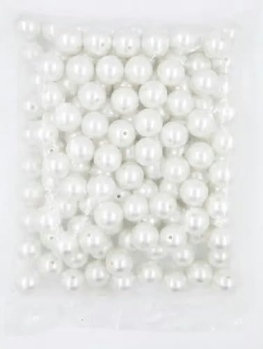 500 Gramm 3/4/6/8/10/12 mm, mehrfarbig, mit Loch, Acryl-Imitationsperlen, runde lose Perlen zur Schmuckherstellung, Zubehör – Weiß – 12 mm, 500 Gramm von SUOCMG