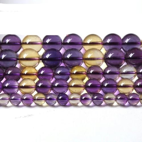 Naturstein, violette Amethyst-Kristalle, runde lose Perlen, 15 Zoll Strang, 4 6 8 10 12 mm, zur Schmuckherstellung, Amethyst-Citrin, 6 mm, 60 Stück Perlen von SUOCMG