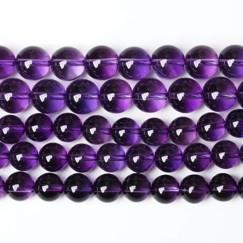 Naturstein, violette Amethystkristalle, runde lose Perlen, 15 Zoll Strang, 4 6 8 10 12 mm, zur Schmuckherstellung, 7A Amethyste, 12 mm, 32 Stück Perlen von SUOCMG