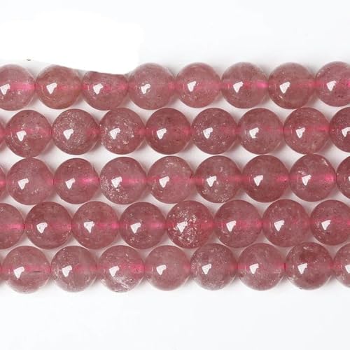 Naturstein, violette Amethystkristalle, runde lose Perlen, 15 Zoll Strang, 4 6 8 10 12 mm, zur Schmuckherstellung, Erdbeerquarz, 12 mm, 32 Stück Perlen von SUOCMG
