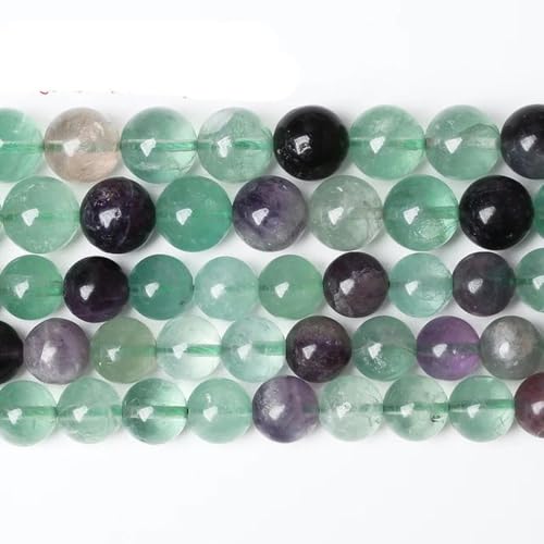 Naturstein, violette Amethystkristalle, runde lose Perlen, 15 Zoll Strang, 4 6 8 10 12 mm, zur Schmuckherstellung, grüner Fluorit, 12 mm, 32 Stück Perlen von SUOCMG