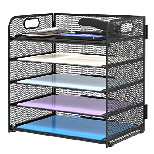 Supeasy Papier-Organizer, Briefablage mit Griff, Netzstoff, schwarzer Papiersortierer, Schreibtisch-Organizer für Büro, Zuhause oder Schule von SUPEASY