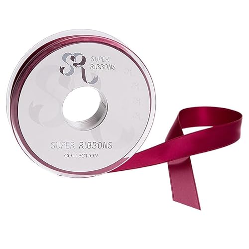 SR Super Ribbons®™ Doppelseitiges Satinband, 10 mm, 20 m auf Rolle, Burgunderrot von SUPER RIBBONS