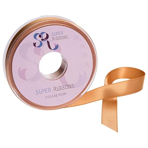 SR Super Ribbons®™ Doppelseitiges Satinband, 25 mm, 20 m auf Rolle, Bronze von SUPER RIBBONS