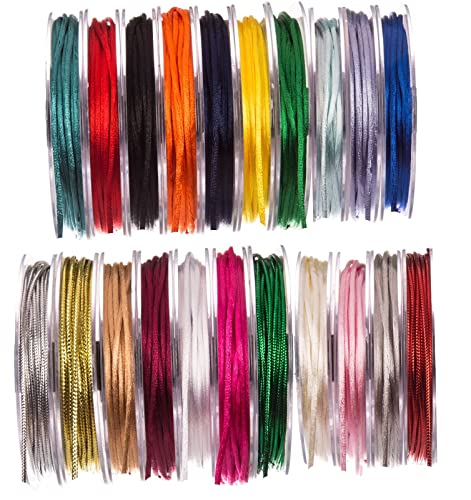 SUPER RIBBONS®™ - Vollspule 3 mm Satin-Nylonbesatz, Rattail-Seidenschnur, Probe (ca. 1 Meter) von SUPER RIBBONS