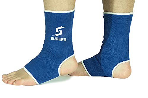 SUPERA Fußbandage - elastisch Fußgelenkbandage für MMA, Muay thai, Kickboxen 1 Paar – auch für andere Sportarten wie Handball Fußball Laufen - Stützbandage Knöchelbandage Sprunggelenkbandage von SUPERA