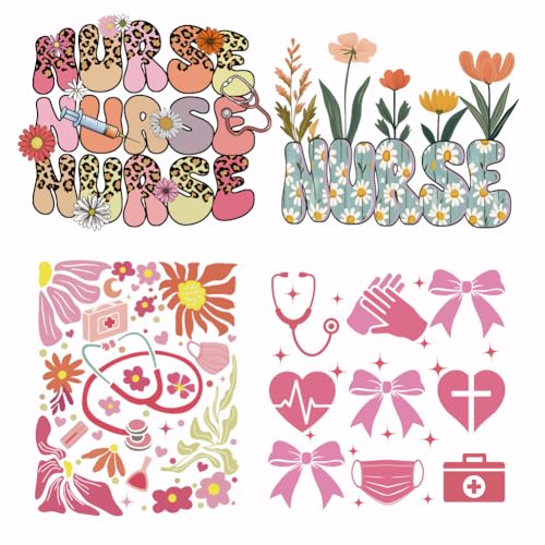 SUPERDANT 4 Stück Krankenschwester Wärmetransfer Rosa Blumen Bügelbilder Kunststofffolie Logo Aufkleber Set Kleidung Aufbügelbilder Für T Shirts Segeltuchtaschen Jacken Bastelarbeiten SUPERDANT 4 Stück Krankenschwester Wärmetransfer Rosa Blumen Bügelbilder Kunststofffolie Logo Aufkleber Set Kleidung Aufbügelbilder Für T Shirts Segeltuchtaschen Jacken Bastelarbeiten von SUPERDANT