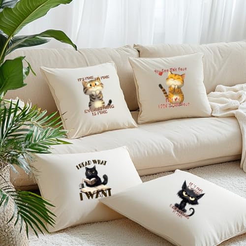 SUPERDANT 6 Stück/Set PET Katzen Wärmeübertragungs Aufkleber Lustige Katzenzitate Bügelaufkleber Waschbares Wärmeübertragungspapier Für Kleidung T-Shirt Jeans Rucksäcke DIY Applique von SUPERDANT