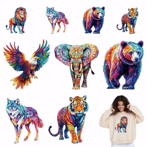 SUPERDANT 7PCS bunte Tiere Bügeln auf Transfer Patches Tier Wärmeübertragung Aufkleber DIY Eisen auf Abziehbilder waschbar Wärmeübertragung Papier für Kleidung T-Shirt Rucksäcke Dekor Applique von SUPERDANT