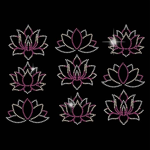 SUPERDANT 9 Stück Lotus Strass Aufbügler Blumen Bling Aufbügler Hot Fix Aufkleber Kleidungsreparatur Kristall Patch Für Kleidung Taschen Hosen Hüte DIY Handwerk von SUPERDANT