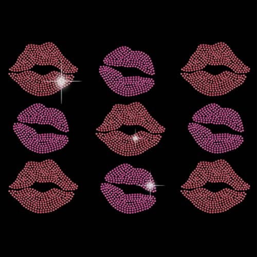 SUPERDANT 9 pcs Lippen Bügelbild Strass Zum Aufbügeln Auf T Shirt Kristall Strass Zum Aufbügeln Wärmeübertragungsdesigns Lippen Kristallaufkleber Strass Aufkleber Für Mädchen DIY Kunsthandwerk von SUPERDANT