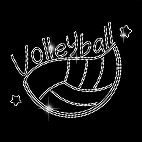 SUPERDANT Aufbügelbare Strass Transferaufkleber In Volleyballform Volleyball Bling Aufkleber T Shirt Kristall Wärmeübertragung Hotfix Aufkleber Sportthema Diamant Aufkleber DIY Geschenke von SUPERDANT