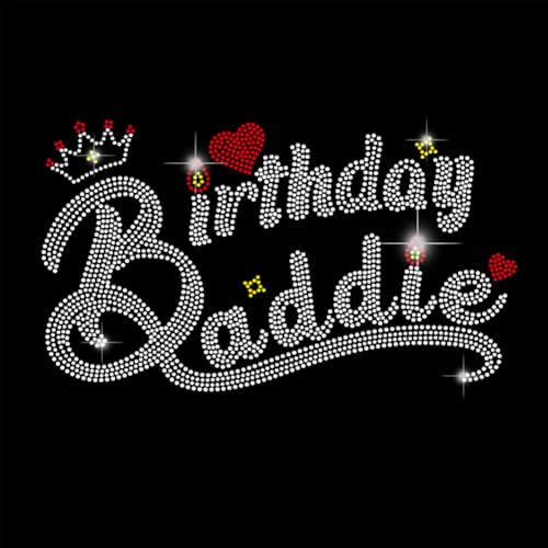 SUPERDANT Birthday Baddie Bügelbild Strass Transfer Geburtstag Bling Glas Strass Abziehbilder DIY Kristall Hotfix Transfer Aufkleber Kristall für Kleidung Hoodies Kunst Dekor Geburtstagsgeschenke von SUPERDANT