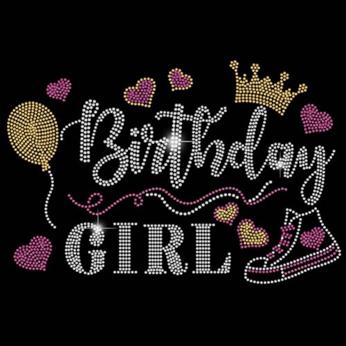 SUPERDANT Birthday Girl Bling Iron on Rhinestone Crown Crystal Rhinestone Iron on Hotfix Transfer Decals Diamond Heat Transfer Template Applique Repair Transfer Bling DIY Designs von SUPERDANT