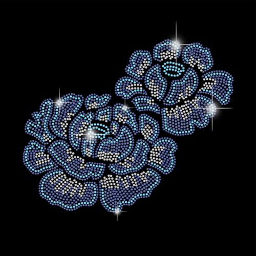 SUPERDANT Blaue Blume Zum Aufbügeln von Strasssteinen Glitzernde Glas Strass Aufkleber DIY Hotfix Transferaufkleber Kristall Für T Shirts Kleidung Kapuzenpullover Kunsthandwerk Dekoration von SUPERDANT