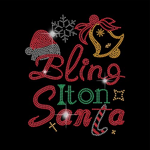 SUPERDANT Bling Es Auf Santa Bling Strass Übertragungen Patches Aufbügler Transfer Schneeflocken Weihnachtstag Aufkleber Prächtige Wärmeübertragungsapplikationen Weihnachtstag Dekor Für DIY Kleidung von SUPERDANT