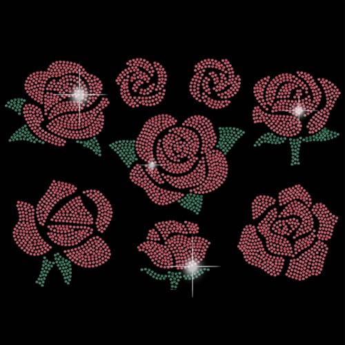 SUPERDANT Bügeleisen Auf Strass Transfer Rose Blumen Kristall Bügelbilder Verschiedene Rosen Hotfix Strass Bling Aufkleber Für Mädchen T Shirt Kleidung Tragetasche 8 Stück DIY Kunsthandwerk Geschenke von SUPERDANT