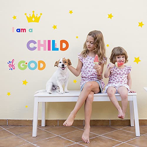 SUPERDANT Bunte Inspirierende Wandaufkleber Für Kinder I'm A Child of God Zitate Wandaufkleber Mit Krone Sterne Wanddekoration Vinyl Wanddekoration Für Kindergarten Kindergarten 39 cm X 80 cm von SUPERDANT