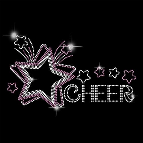 SUPERDANT Cheer Bling Aufkleber Strass Iron On Rhinestones Transfer Cheer Stern Bling Rhinestone Decals DIY Crystal Cheerleaders Hotfix Transfer Stickers Crystal Für Kleidung Hoodies Art Decor von SUPERDANT