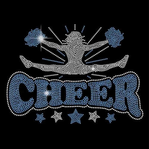 SUPERDANT Cheer Bügelbilder Mit Strasssteinen Zum Aufbügeln Cheerleader Bling Aufkleber T Shirt Sterne Kristall Wärmeübertragung Hot Fix Aufkleber Sport Diamant Aufkleber Geschenke Für Cheerleader von SUPERDANT